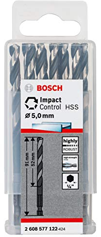 Bosch Professional 1x Impact Control HSS Spiralbohrer (für Metall, 5 x 52 x 91 mm, Zubehör Schlagbohrmaschine)