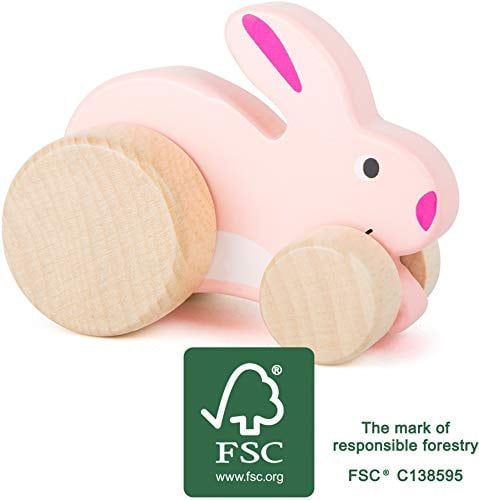 small foot 11047 Schiebetier Hase, aus 100% FSC®-zertifiziertem Holz, fördert die Fantasie und Kreativität, ab 12 Monate