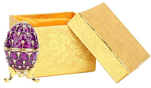 Hilitand Schmuck Veranstalter Diamante Trinket Box Vintage Faberge Stil Ei Sammler emaillierte Osterei Dekoration Handwerk Geschenk(Purple)