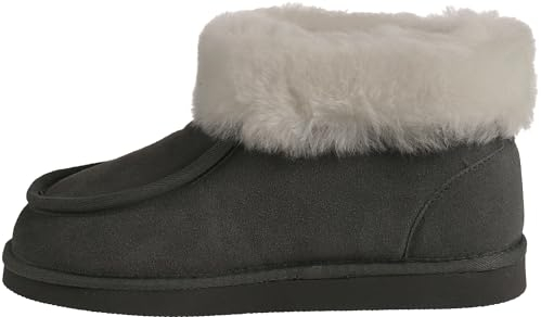 Harrys-Collection Damen Herren Hausschuh Mokassin aus feinstes Merino Lammfell, Farben:grau, Schuhgröße:46