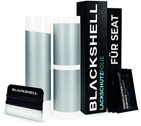 Blackshell® Lackschutz Set passend für Seat Altea XL | Typ 5P | Bj. 2006-2015 Carbon Silber - passgenauer Ladekantenschutz, Einstiegsleisten inkl. Folierset