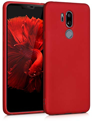 kwmobile Case kompatibel mit LG G7 ThinQ/Fit/One Hülle - Schutzhülle aus Silikon metallisch schimmernd - Handyhülle Metallic Dunkelrot
