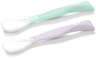 BabyOno 2P Kunststoff-Löffel, für Babys, Minze, Violett