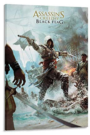 LIULANG Assassins Creed 4 Poster Poster dekorative Malerei Leinwand Wandkunst Wohnzimmer Poster Schlafzimmer Malerei 08x12inch(20x30cm)