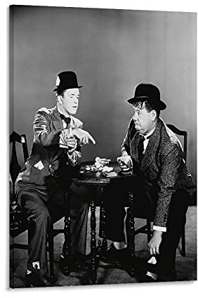 MMMU Kunstdruck auf Leinwand, Motiv: Oliver Hardy und Stan Laurel (20 x 30 cm)