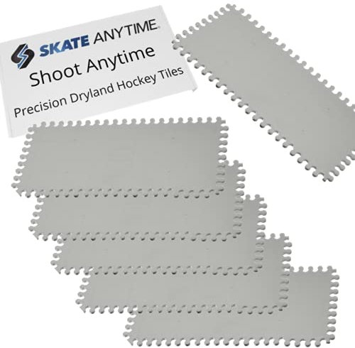 Skate Anytime Shoot Anytime – Precision Dryland Hockey-Fliesen – Professionelle Indoor & Outdoor Hockey Schießunterlage zum Üben (grau, 6 Paneele)