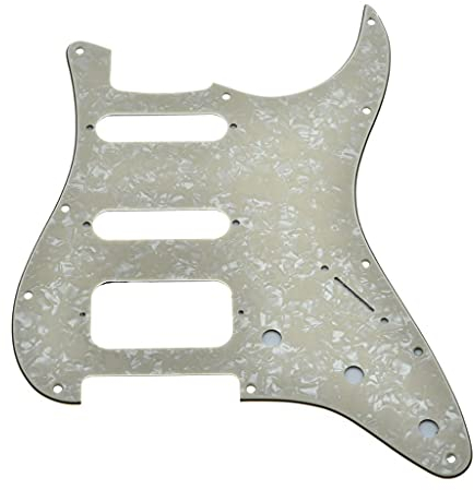 Dopro 11-Loch Strat HSS Gitarre Pickguard 2-Schrauben Humbucking Pickup Mount für American FD Stratocaster Aged Pearl