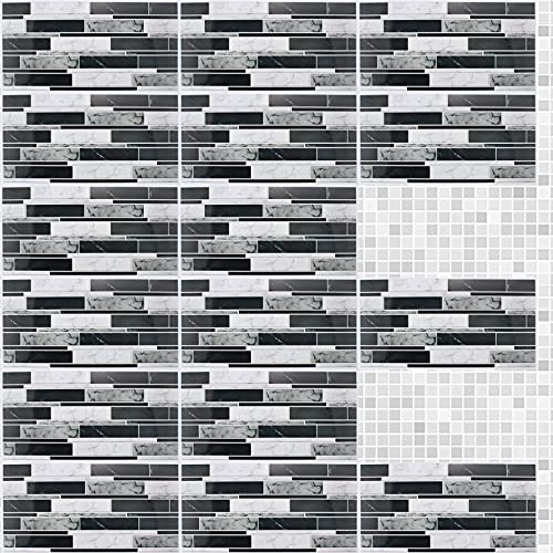 suaywo 15 Pezzi 20x10 cm Adesivi per Piastrelle Bagno e Cucina Impermeabile PVC Piastrelle Adesive per Muro Cucina Piastrelle Decorate Adesivi Pavimento per Bagno Cucina Parete Fai da Te