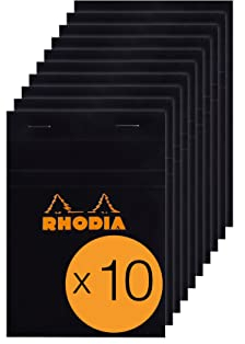 RHODIA 132009Cpack - Bloc-Notes Agrafé N°13 Black - A6 - Petits Carreaux - 80 Feuilles Détachables - Papier Clairefontaine 80 g/m² - Couverture en Carte Enduite - Paquet de 10 blocs