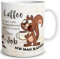 TRIOSK Tasse Eichhörnchen mit Spruch lustig Kaffee redet nicht Geschenk für Arbeit Büro Kaffeeliebhaber Frauen Freundin Männer Kollegen Beige, Keramik 300ml