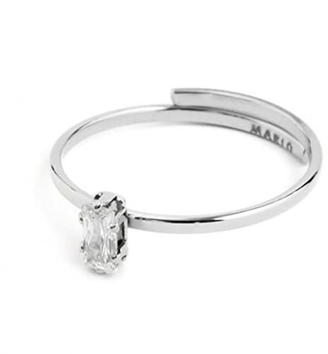 marlu ANELLO CON CRISTALLO BAGUETTE BIANCO ACCIAIO 2an0046-w