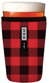 Sok It PintGlassSok Beer Glass Sleeve Insulated Neoprene Cover (Buffalo Check, Pint Glass Sleeve)