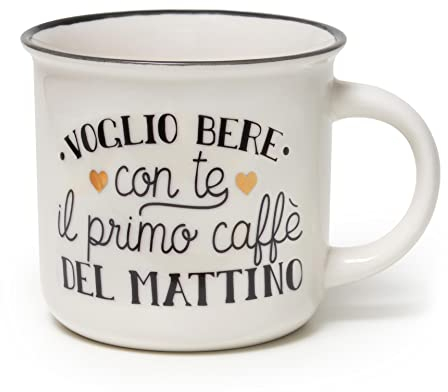 Legami- Cup Puccino, Tazza in Porcellana New Bone China, Tema Primo Caffè, Buongiorno Collection, Capacità 350 ml, Lavabile in Lavastoviglie