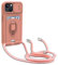yanasuo Schiebe Kameraschutz Silikon Handykette Hülle kompatibel mit iPhone 13, Metall Ring Halter Handy Cover,Verstellbarer Halskette Handyhülle-Pink