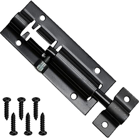 Pernos de bloqueo de puerta de seguridad para cierre deslizante de acero inoxidable fuerte mate para baño, inodoro, cobertizo, ducha, jardín, pestillo de puerta con tornillos, 3 pulgadas (negro)