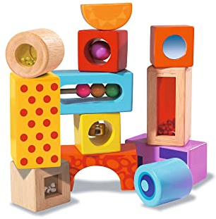 Eichhorn – Klangbausteine – 12 Bunte Holzbausteine die Geräusche Machen, für Kinder und Babys ab 12 Monaten, Holzspielzeug, Exklusiv bei Amazon