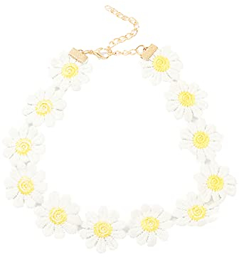 JIHUOO Gänseblümchen Spitze Halsketten Blumen Choker Halsketten Halsreif Tattoo Halsband Spitze Kette Schmuck für Frauen Mädchen