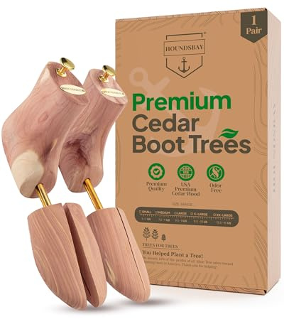 HOUNDSBAY Boot Trees, Cedar Boot Tree for Men, Shoe Tree for Boots, Stretcher & Shaper - Men's Size US 6-7