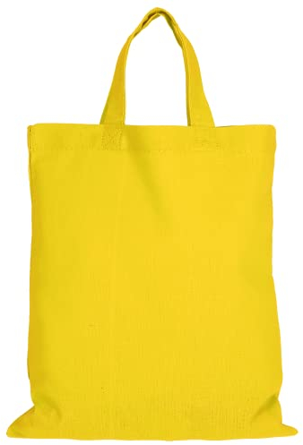 TEXXILLA 10 Stück Apothekertasche - OEKO-TEX 100 zertifiziert | mit zwei kurzen Henkeln | 22x26cm | Jutebeutel | Einkaufstasche | unbedruckt, Farbe:gelb, Größe:10 Stück