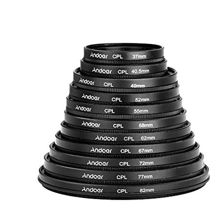 Andoer Filtro polarizador circular CPL de 49 mm para objetivo de cámara Canon Nikon Sony DSLR