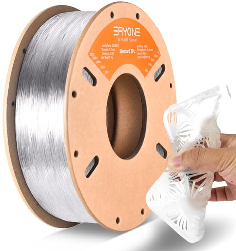 ERYONE TPU Filament 1.75mm, 3D Printer Filament,Flexible 95A TPU, +/-0.03mm, 1kg 1 Spool(2.2 LBS), Transparent