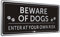 Beware of The Dog Enter at Own Risk Sign Aluminum Metal Dog Warning Signs for Wall or Outdoor Gate Rust Free Fade Resistant UV Protected Reflective Pack of 1
