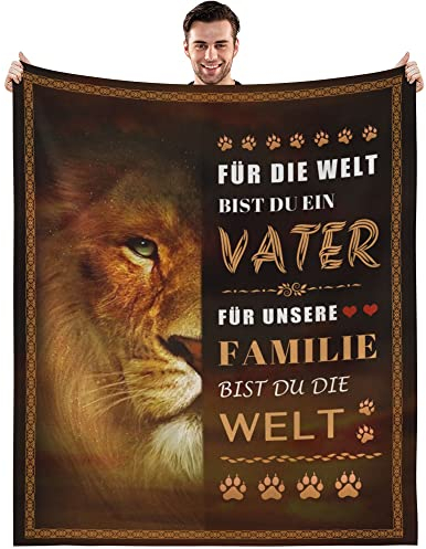 MAST DOO Kuscheldecke Papa Geschenk, Geburtstagsgeschenk Vatertagsgeschenk Weihnachten Geburtstag Geschenke für Papa Löwe Geschenk Super Weich Decke Flauschig 130x150cm