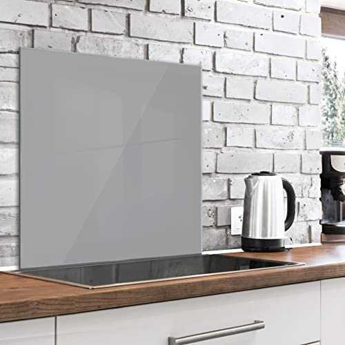 murando Glass Splashback for Kitchen 80x80 cm / 32x32 Backsplash Cooker Protector Tempered Glass Decorative Wall Art Panel Heat Resistant Graphic Grey Gray f-A-10145-aq-a