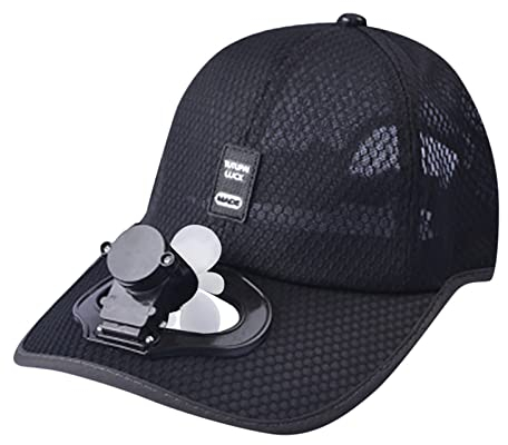 Hüte Sommer-Hut-Sonnenschutz-Kühlung USB-atmungsaktiver Kappen-Schatten, der Baseball-Fan-Hut-Baseball-Kappen auflädt Fotobox Requisiten Hüte (Black, One Size)