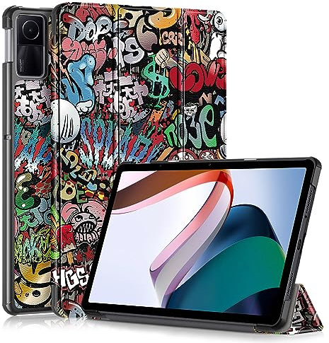 TOPCASE Funda para Xiaomi Redmi Pad SE 11 Pulgadas 2023,Ultra Delgado Carcasa con Soporte Función y Auto-Sueño/Estela,Graffiti
