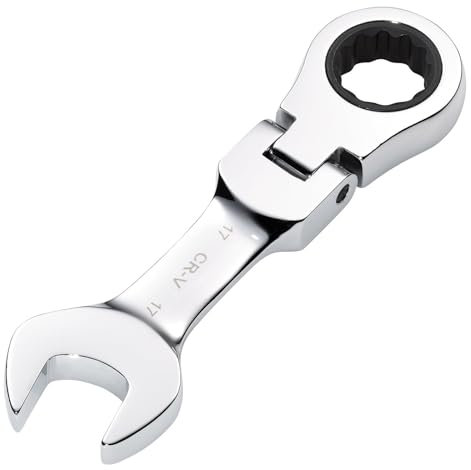 Draper 27977 HI-TORQ Metric Stubby Flexible Head Ratchet Combination Spanner, 17mm