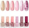 6PC Pink Glitter and Nude Nail Polish Set - Quick Dry & Long Lasting Varnish Gift Set - Oil-Based Formula for DIY Nail Art No Need Baking