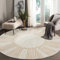 payé Teppich Rund - 200x200cm - Beige Rosa - Sonnen Muster - Boho Frasen Teppiche - Wohnteppich Deko