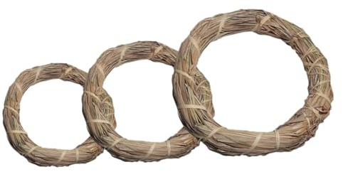 Zerodeko 3St Kranz Weinrebenkränze künstliche Blumengirlande DIY Strohdach-Lei Weihnachtsgirlande Dekor handgefertigter Strohreifen DIY-Girlande aus Stroh Handbuch schmücken Kunsthandwerk