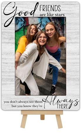 OXRUN Best Friends Bilderrahmen Geschenk, BFF Gifts Holz-Bilderrahmen mit Staffelei, Display-Fotoeinsatz, 10,2 x 15,2 cm Bilderrahmen für Tischdisplay – A12