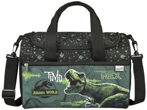 minimutz Sporttasche Dinosaurier klein Kinder - Personalisiert mit Name - Dino Reisetasche Kindertasche Jungen - grün