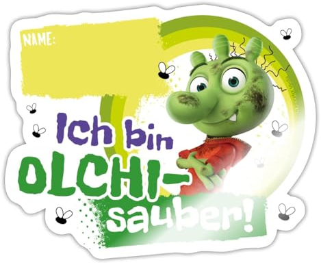Spreadshirt Die Olchis Film Ich Bin Olchi-Sauber Sticker, max. 10 x 10 cm, 10 x 10 cm, Weiß glänzend