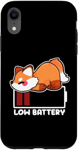 iPhone XR Funny Low Battery Red Fox Wildlife Always Tired Case