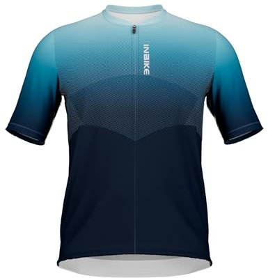 INBIKE Fahrradtrikot Herren Kurzarm Trikot Shirt 4XL 5XL XXL Fahrrad Rennrad MTB Sommer Kurz Fahrradbekleidung Atmungsaktiv Schnelltrockend Radtrikot Farbverlauf Blau 5XL