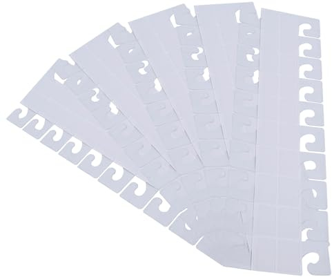 500 Stück PVC-Stecktafeln und Lamellenwand-Hakenlaschen zum Aufhängen, rundes Loch, selbstklebende Hängeetiketten (J-Haken)