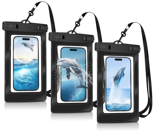 LDERFIV 3 Pièces Pochette Etanche Smartphone, IPX8 Pochette Etanche, Pochette Telephone Portable Etanche, Pochettes Étanches pour Téléphone Jusqu'à 6.8'' pour 15 14 13 12 11Pro XR XS