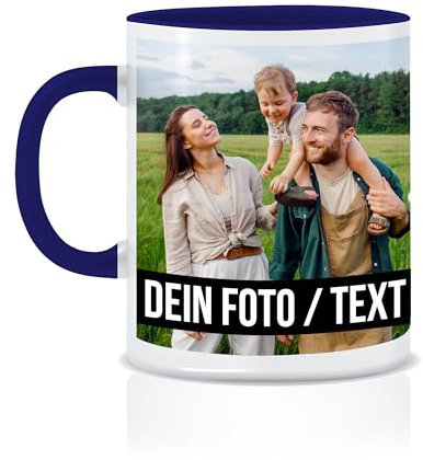 Tasse personalisiert mit eigenem Foto personalisierte Tasse mit Foto Geschenk für Freundin Geschenke Frauen Fototasse bedrucken Muttertagsgeschenk Fototasse Fotogeschenke Kaffeetasse (Dunkelblau)