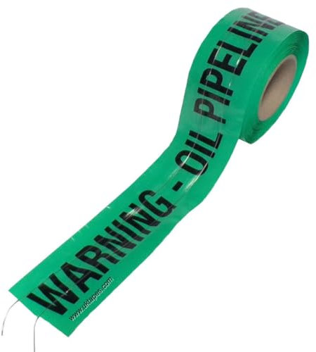 WARNING OIL PIPELINE detection tape - underground detectable warning tape with twin tracer wires (75mm x 20M)