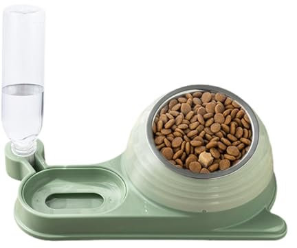 Vbnuyhim per gatti con bottiglia d'acqua, di cibo per gatti con bottiglia d'acqua - Ciotole di alimentazione inclinate per animali domestici con bottiglia d'acqua, per animali