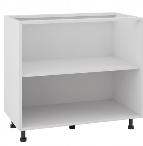 Laclar Unterer Küchenschrank 90/82 mit verstellbaren Füßen und Soft-Close - 18mm Möbelplatte - modulare Küche - für Selbstmontage - inkl. herausnehmbarem Regal - Weiß