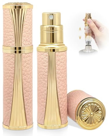 ASADAYS Perfume Atomiser - New Shell - Travel Bottle Refillable Bottom Spray Bottle Mini Size Luxury Fashion Shiny 5ml Filled Leakproof Portable Airplane (Classic, Pink)