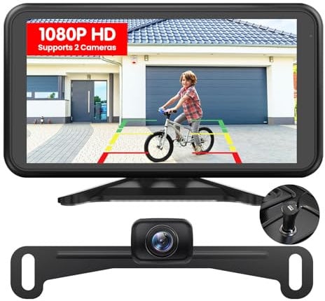 AUTO-VOX Wireless Reversing Camera Kit: 5 HD 1080P Monitor, Easy Installation, Clear Night Vision, IP69K Waterproof, 2 Channels Zero-Lag Digital Signal for Car, Van, Truck & SUV - W12