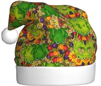 XTYGETY Frosch-Weihnachtsmützen für Damen und Herren, Weihnachtsmannmütze, perfekte Kopfbedeckung für Erwachsene, Kostümpartys