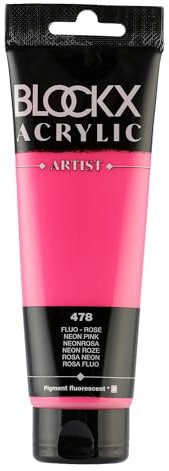 Blockx 60478BXC Acrylique Fine transparentee et Satinée - Fluo - Rose Pigment fluorescent - 120ml