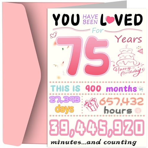 Geburtstagskarte zum 75. Geburtstag, lustige Geburtstagsdekorationen für Frauen, beste 75-jährige Geburtstagsgeschenke für Oma, einzigartiges kreatives Geschenk für Mutter